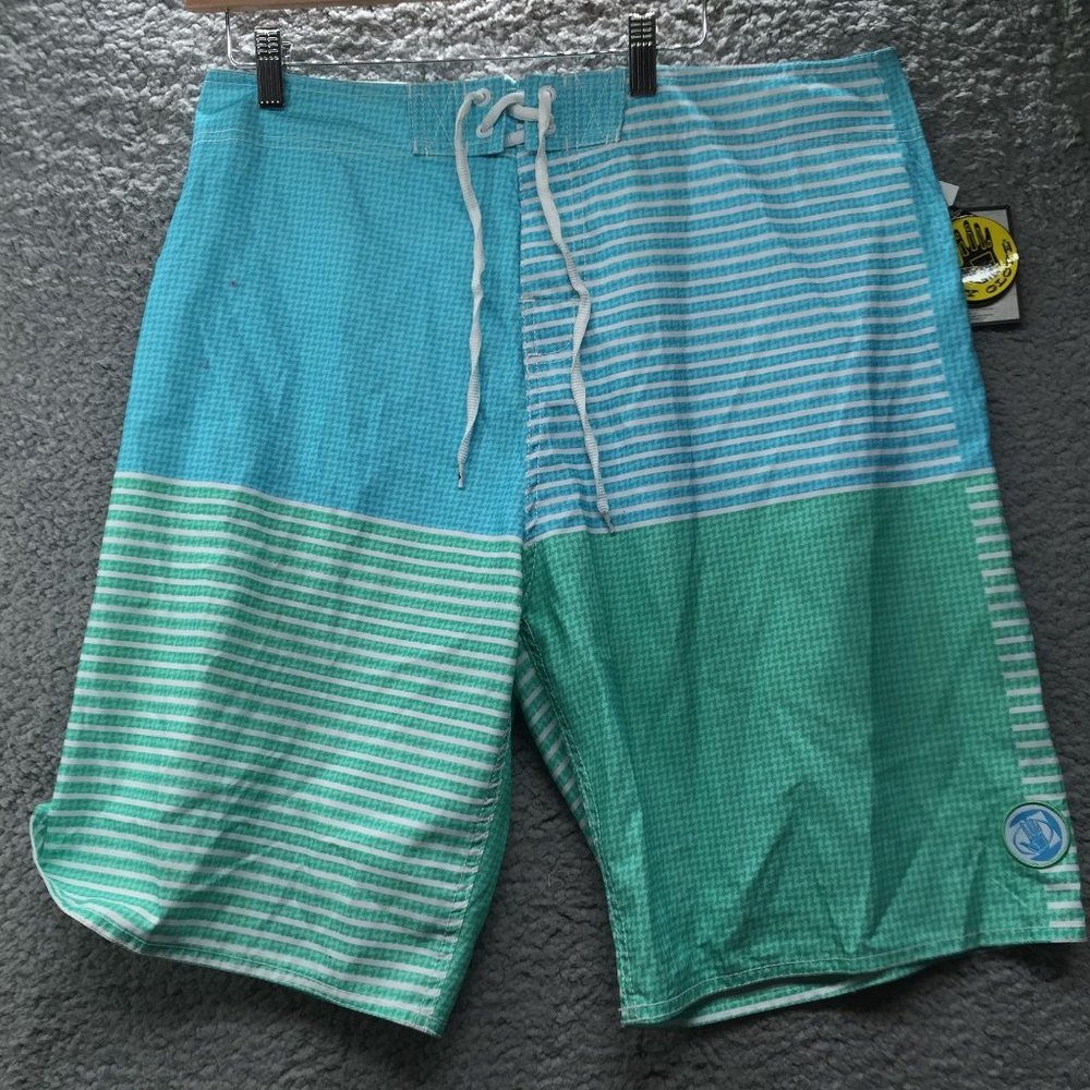 BODY GLOVE BLUE/GREEN STRIPED TRUNKS
